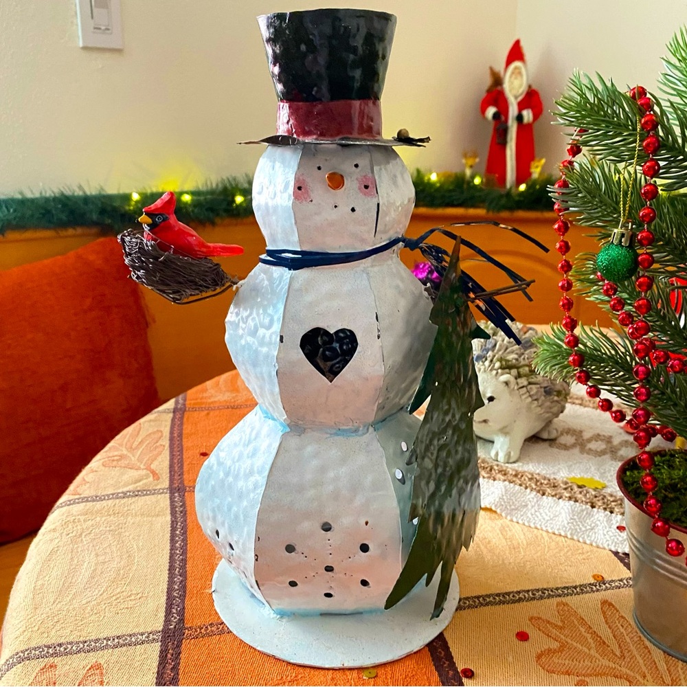 Large Snowman Christmas Decoration Decor Candle Holder